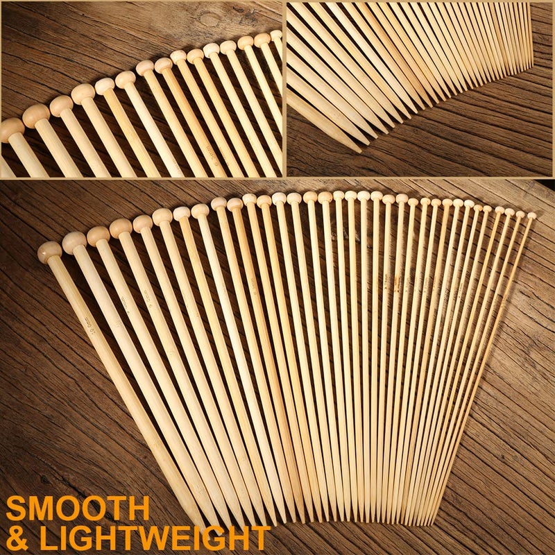 BetyBedy 36PCS Bamboo Knitting Needles Set, BetyBedy Single Pointed Knitting Needles, 9 Inches Length Knitting Crochet Supplies for Beginners Handmade (18 Sizes from 2.0mm-10.0mm) - Image 2