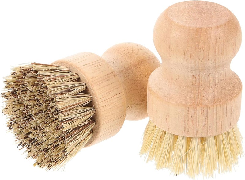 Veemoon Natural Palm and Sisal Kitchen Scrub Brush 2pcs, Multipurpose Pot and Pan Cleaning Brush with Stiff Bristles for Household Dishwashing and Kitchen Use - Image 1