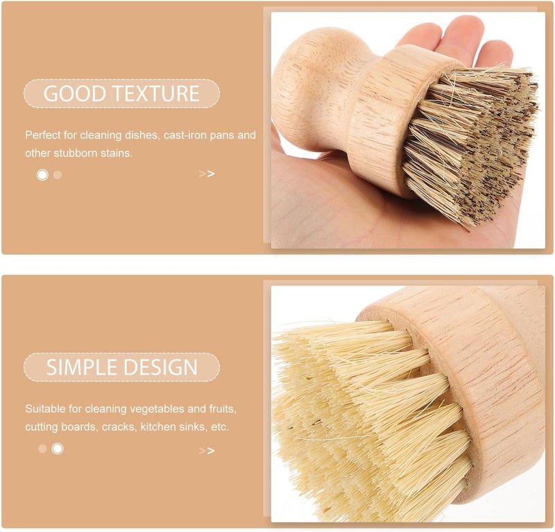 Veemoon Natural Palm and Sisal Kitchen Scrub Brush 2pcs, Multipurpose Pot and Pan Cleaning Brush with Stiff Bristles for Household Dishwashing and Kitchen Use - Image 3