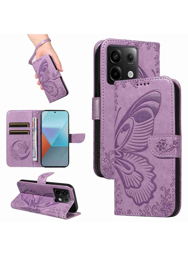 The Bros Case For Xiaomi Redmi Note 13 Pro 5G Swallowtail Butterfly Embossed Leather Phone Case