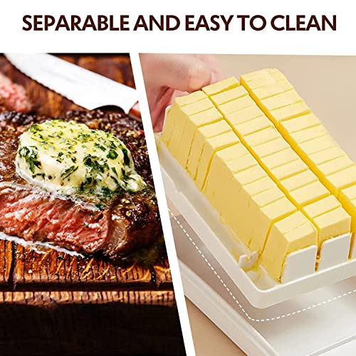 Black Olive Butter Dish Box with Lid - Airtight, BPA-Free, Butter Slicer for Kitchen & Restaurant Transparent Lid Allows Easy-Cutting, Sealed Fridge Safe - 2-in-1 Cutter and Storage Box (White,1Pcs) - Image 5