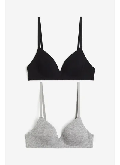 H&M 2-pack padded non-wired cotton bras