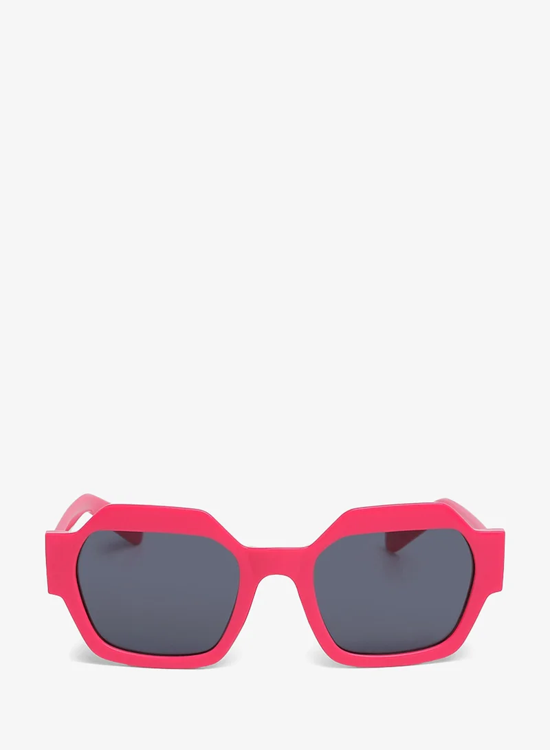 London Rag Bold Bevel Square Sunglasses in Rose Red