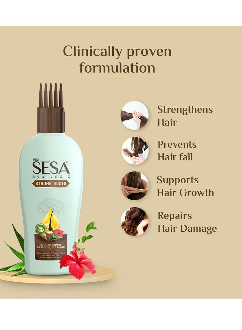 Sesa Ayurvedic Strong Roots Oil with 26 Herbs 6 Oils for Hair Fall Control Hair Growth 200ml - Image 2