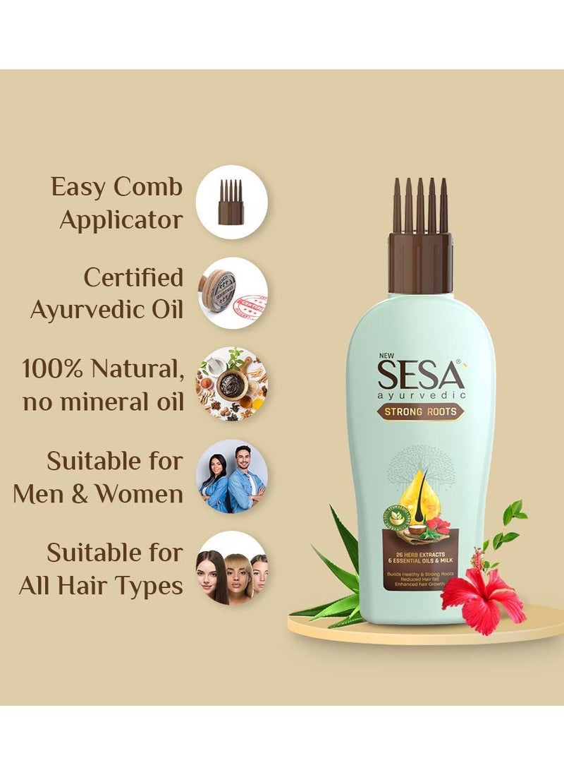 Sesa Ayurvedic Strong Roots Oil with 26 Herbs 6 Oils for Hair Fall Control Hair Growth 200ml - Image 3
