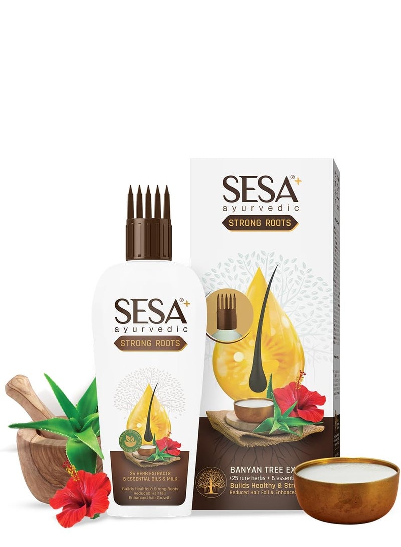 Sesa Ayurvedic Strong Roots Oil with 26 Herbs 6 Oils for Hair Fall Control Hair Growth 200ml - Image 1