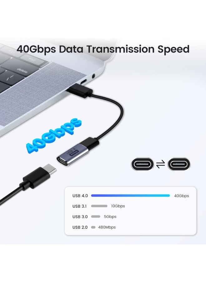 USB-C Female-to-Female Coupler (2 Pack) – USB4.0 Type-C Connector, 40Gbps Data Transfer, 100W Fast Charging, OTG Support for Laptops, Tablets, Phones, and USB-C Devices - Image 3