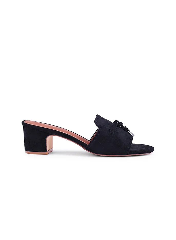 Suede Block Heel Mules