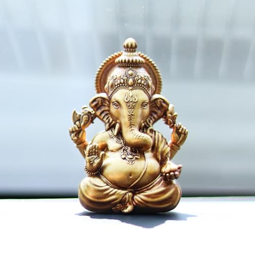 Artarium Vighnaharta Resin Ganesha Idol Vinayaka Statue (Height 3.5-Inch), Ganpati Murti Idol Car Dashboard, Home Decor, Puja Room, Spiritual Gift & Decorative - Antique - Image 3