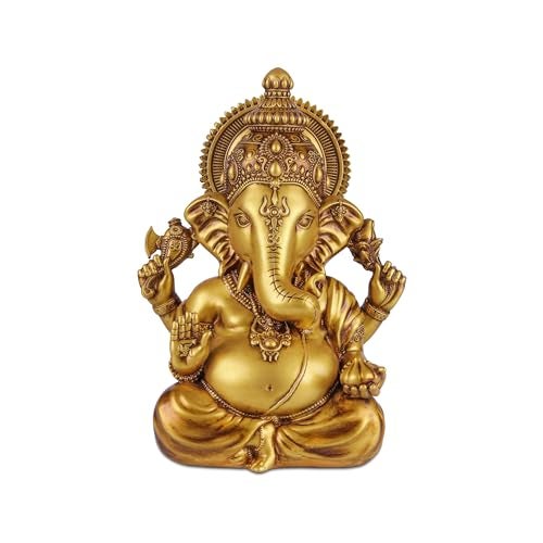 Artarium Vighnaharta Resin Ganesha Idol Vinayaka Statue (Height 3.5-Inch), Ganpati Murti Idol Car Dashboard, Home Decor, Puja Room, Spiritual Gift & Decorative - Antique - Image 1