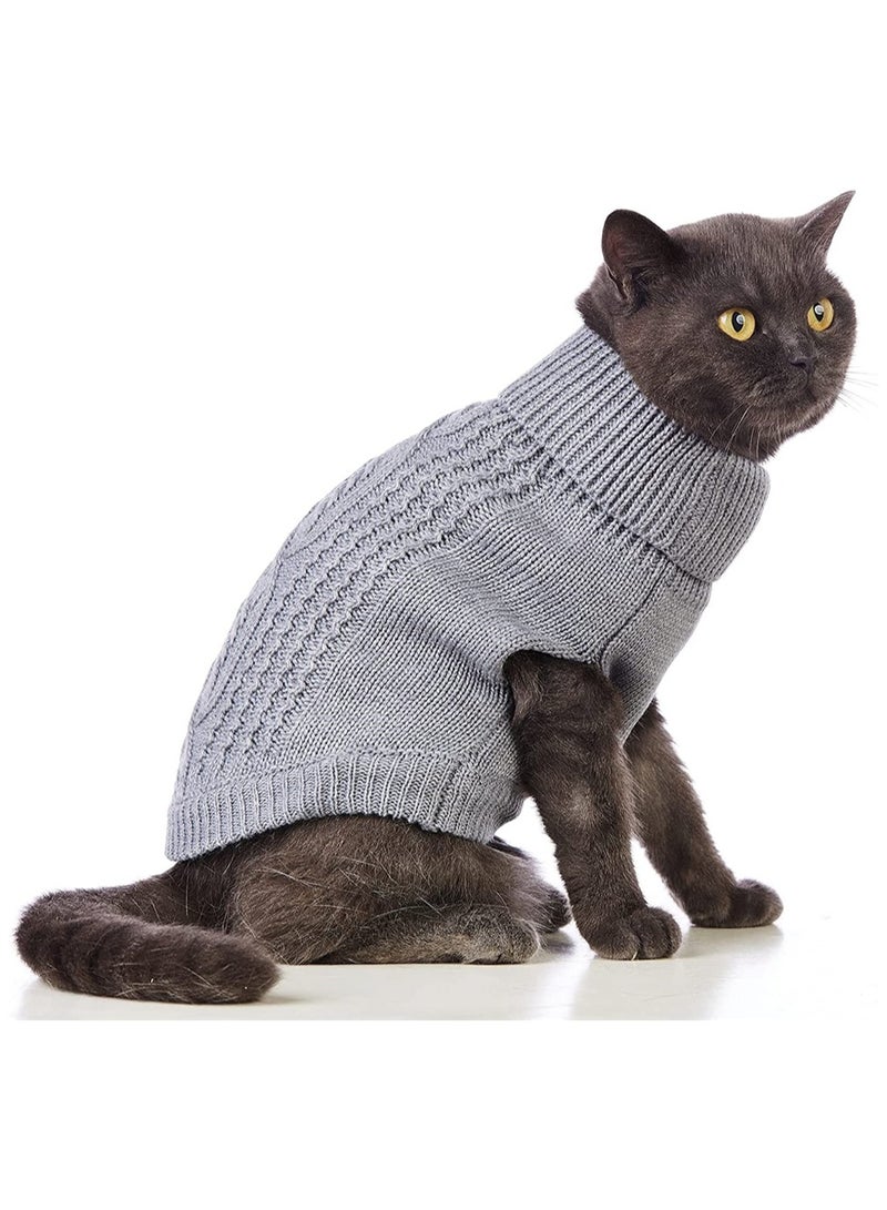 Excefore Cat Sweater Turtleneck Knit Sleeveless Cat Clothes Warm Winter Kitten Clothes Cold Season Cat or Puppy Clothes Size XS - Image 2