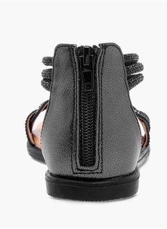 Little Missy Girls Studded Ankle Strap Sandals with Zip Closure  - Image 4
