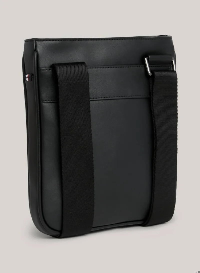 TOMMY HILFIGER Men's Th Modern Logo Small Crossover Bag -  Smooth finish, Black