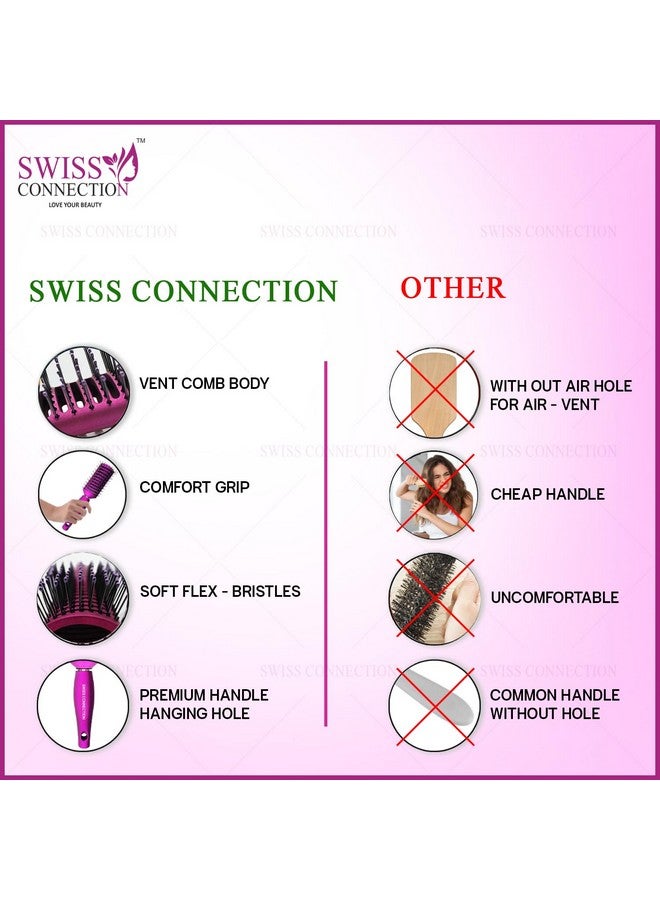 Swiss Connection فرشاة شعر فاخرة متعددة الاستخدامات من سويس كونكشن للرجال والنساء | شعيرات مدببة لتجفيف الشعر القصير المبلل المجعد المستقيم بسرعة | وردي (عبوة من 1) - Image 4