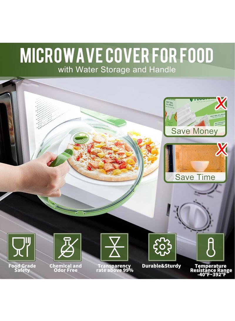 Bukela Food Microwave Cover, 10 Inch Upgraded Transparent Microwave Splash-proof Cover with Heat Resistant Handle and Water Storage Box to Prevent Drying, Kitchen Gadgets and Accessories, Home Essentials, Gi - Image 2