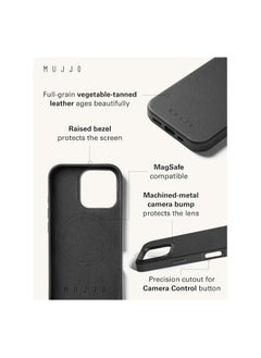 Mujjo Mujjo Leather Phone Case - Fits iPhone 16 Pro Max - MagSafe Compatible - Premium European Leather - Enhanced Phone & Camera Lens Protection - Crafted with Recycled Material - Slim Profile Black  - Image 3