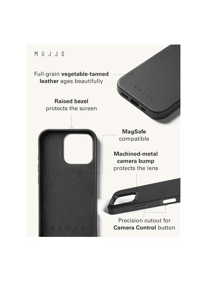 موجو آيفون 16 برو ماكس مع جراب جلدي كامل باللون الأسود مع ماج سيف. مصنوع من جلد فاخر، يجمع هذا الجراب الفاخر بين الأناقة والمتانة، مما يوفر مظهرًا أنيقًا ومتطورًا مع حماية فائقة. - Image 3