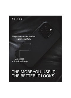 Mujjo Mujjo Leather Phone Case - Fits iPhone 16 Pro Max - MagSafe Compatible - Premium European Leather - Enhanced Phone & Camera Lens Protection - Crafted with Recycled Material - Slim Profile Black  - Image 4