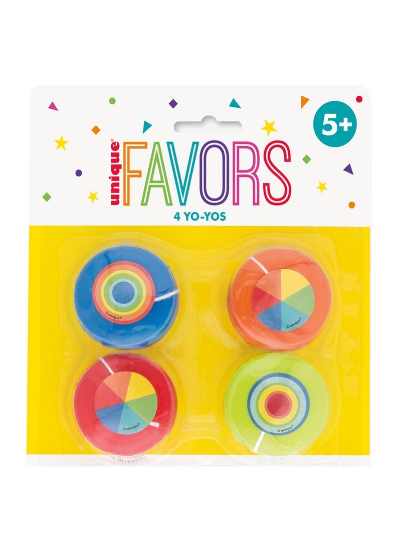 Unique Yo-Yos Multicolor Plastic Pattern 4-Pack - Image 1