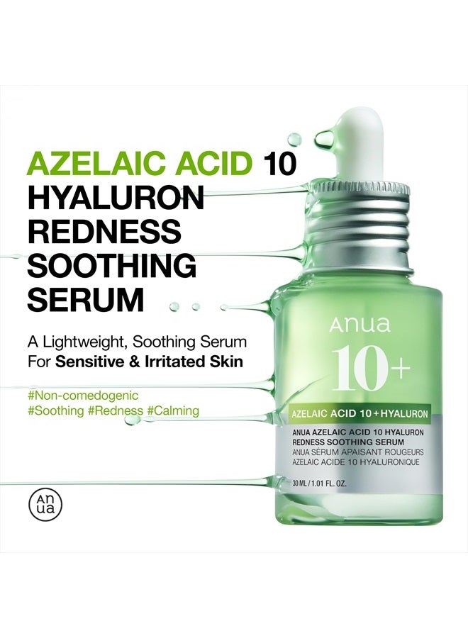 Anua Azelaic Acid 10 Hyaluron Redness Soothing Serum, Facial Serum for Sensitive skin, Hyaluronic Acid, Niacinamide, Spot Care, Natural Color, Vegan, Korean Skincare (30ml/ 1.01 fl oz.) Natural green 1.01 Fl Oz (Pack of 1)Fluid Ounce - Image 2