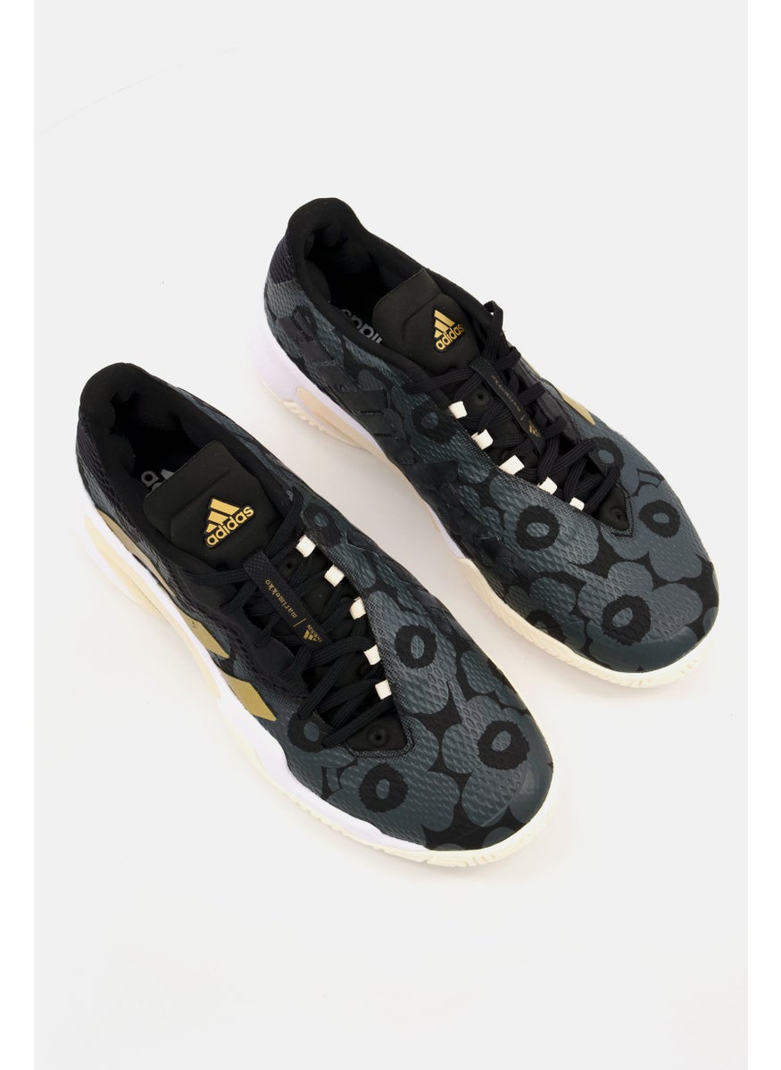 Adidas - Women Lace Up Barricade Wide Sports Shoes, Black - Image 1