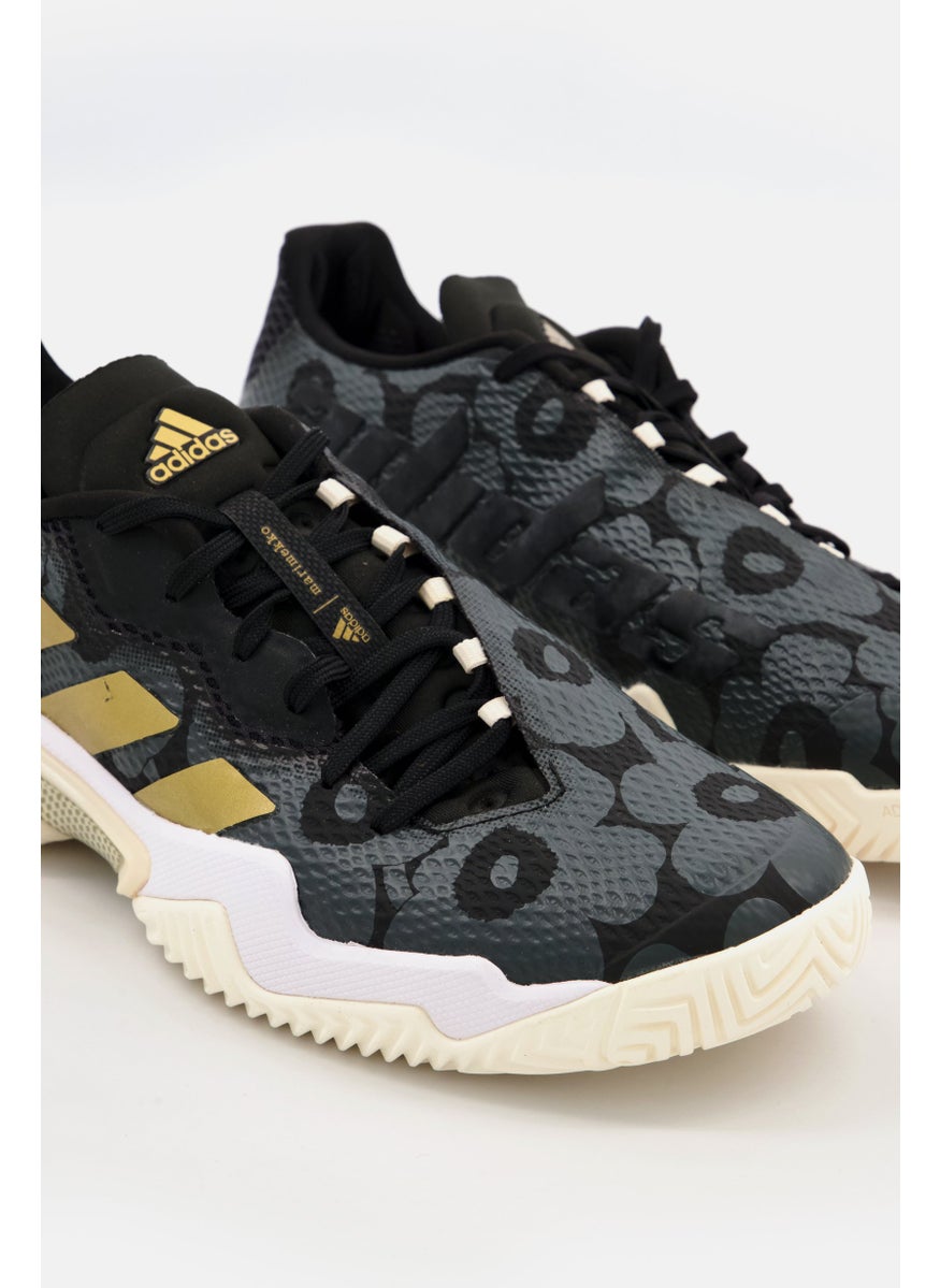Adidas - Women Lace Up Barricade Wide Sports Shoes, Black - Image 1
