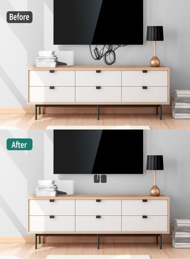HomeMount طقم إخفاء أسلاك التلفزيون من هوم ماونت للتلفزيونات المثبتة على الحائط - طقم إدارة الكابلات لإخفاء أسلاك التلفزيون خلف الحائط - يتضمن دعامتين لإدارة الكابلات، وفتحة تثبيت أكثر سمكًا لسهولة التركيب (أبيض) - Image 5