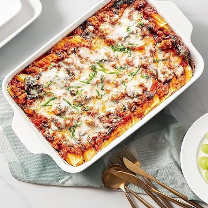 rayihni Baking Dish For Oven Ceramic Lasagne Pan Deep Lasagna Baking Dishes For Casseroles Ceramic Dish Casserole Dish Stormware Rectangular For Baking Size M - Image 2