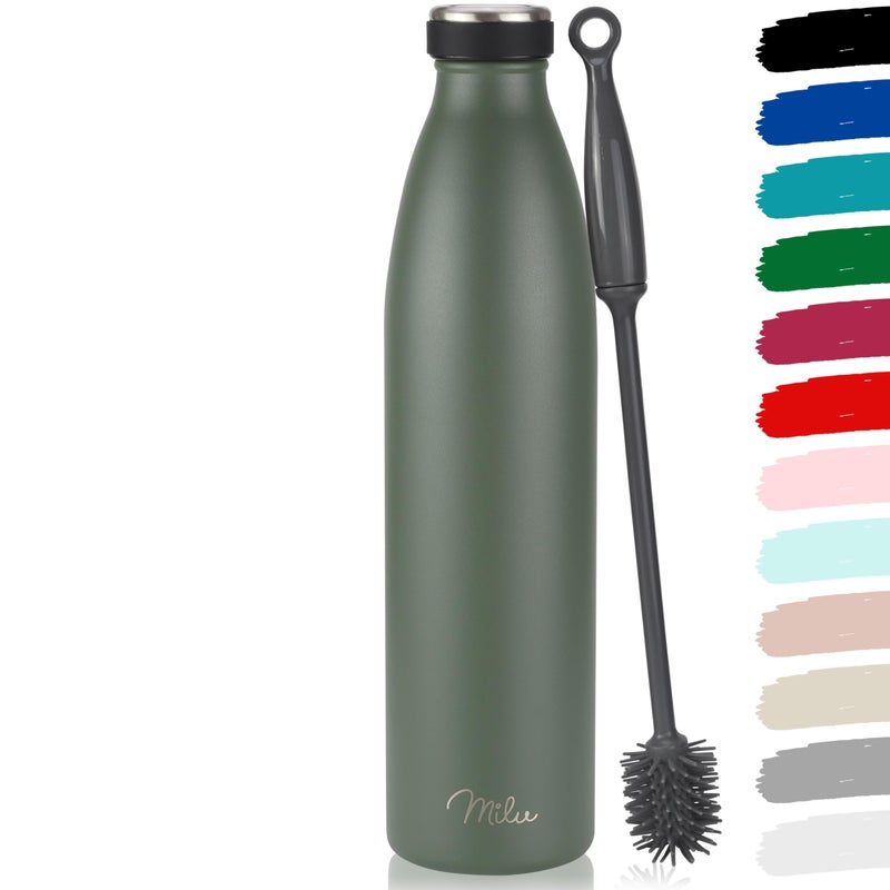 Milu Stainless Steel Drinking Bottle 1500 ml  Insulated Thermo Flask for Water  Leak Proof Insulated and Double Walled Carbonated Olive Green 15L