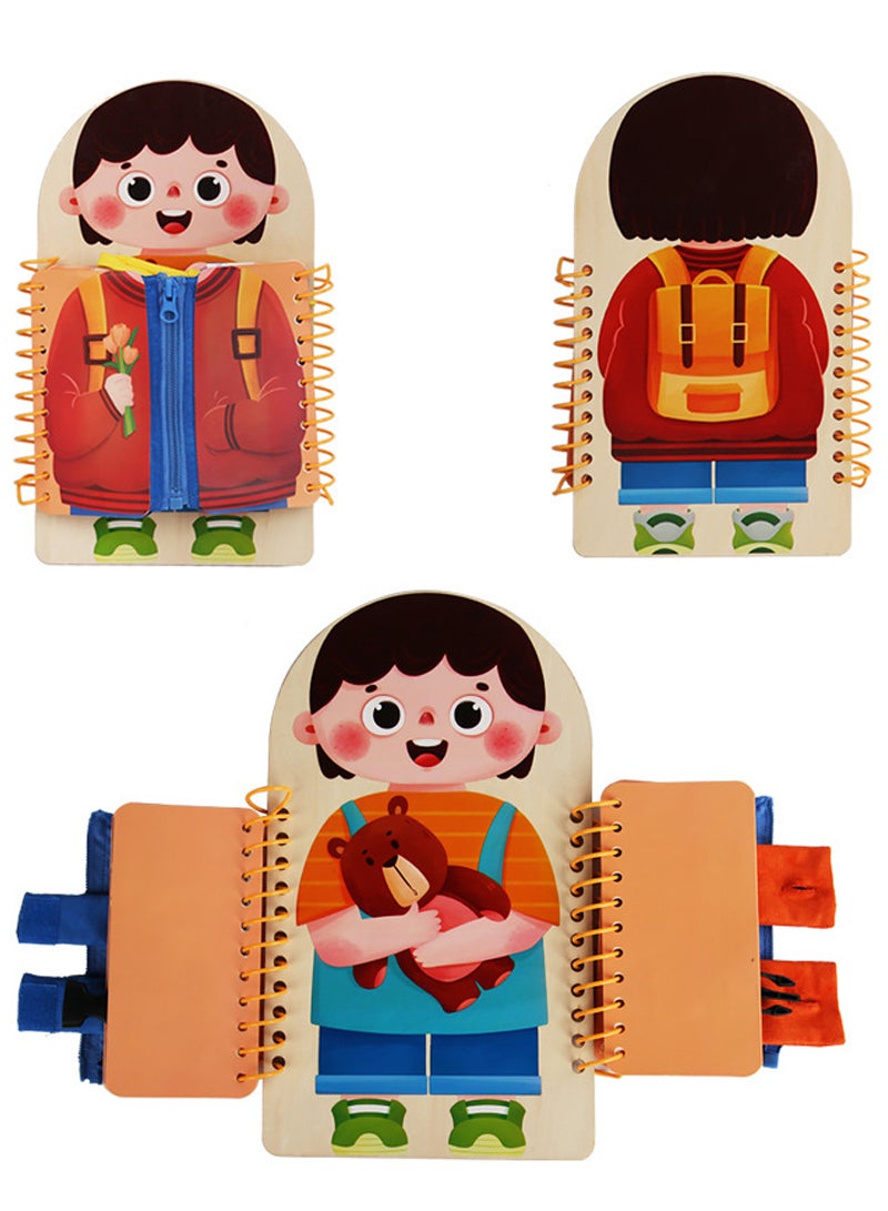 MaBaby Montessori Teaching Aids, Early Education Toys, Multi-layer Board, Multifunctional Dressing