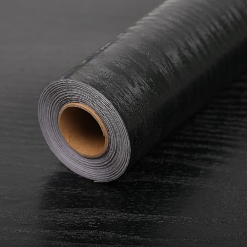 LOVADA Peel and Stick Wallpaper Black Wood Wall Paper 175 x 500 Inch Self Adhesive Wallpaper Peel and Stick Easy to Paste Wall Contact Paper for Stand Liner Table and Door Makeover Decor - Image 1