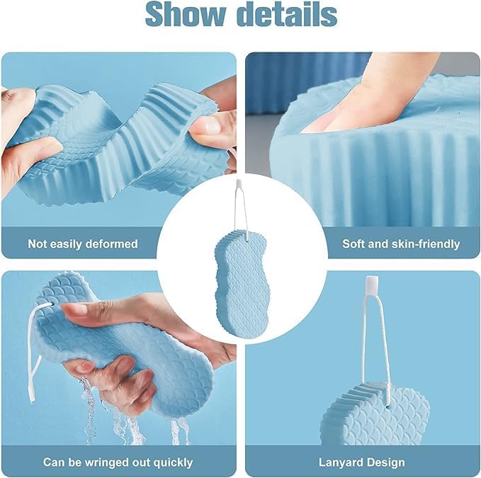 Ncry Body Scrubber Exfoliating 3D Bath Sponge - Dead Skin Sponge, Super Soft Body Shower Sponge to Spa, Reusable for Adults, Children and Pregnant Women (Multicolours) (1,2) (pack of 1) - Image 4