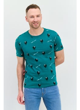 Originals by Brooklyn Cloth Men Crew Neck Short Sleeves Graphic Print T-Shirt, Teal Green Combo  - Image 1