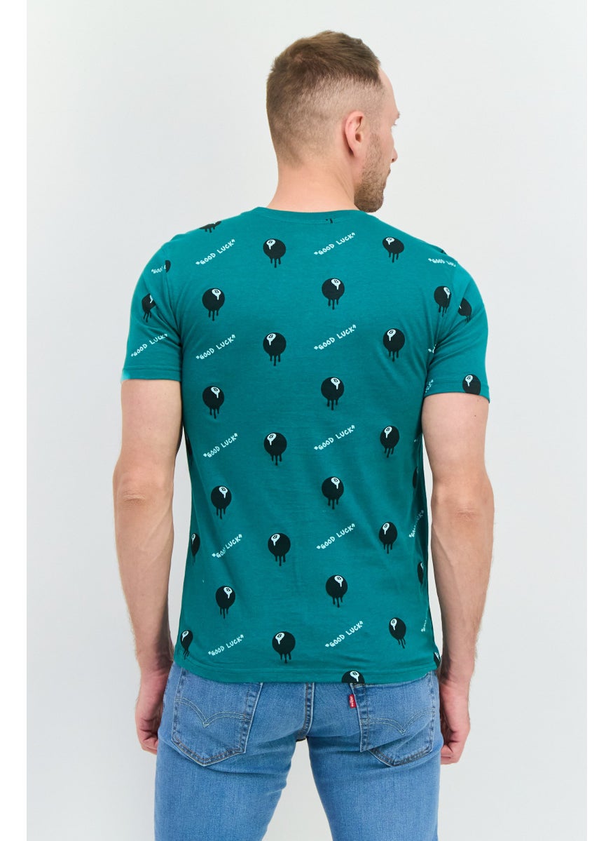 Men Crew Neck Short Sleeves Graphic Print T-Shirt, Teal Green Combo - pzsku/Z27370E42EC603A3C3C4CZ/45/_/1738074132/50101ef8-bf40-4012-b97d-153a12befb36