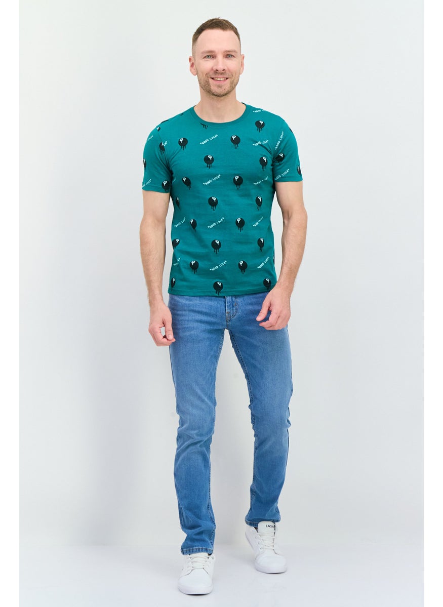 Men Crew Neck Short Sleeves Graphic Print T-Shirt, Teal Green Combo - pzsku/Z27370E42EC603A3C3C4CZ/45/_/1738074136/d8d14f25-974f-4890-a8df-de83b60c527d