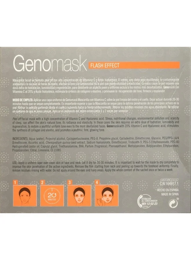 Genove  Genové Genomask Peel-Off Facial Mask with Vitamin C & Hyaluronic Acid | Purifying, Anti-Aging & Brightening Face Mask for Radiant Skin  | Best Price UAE
