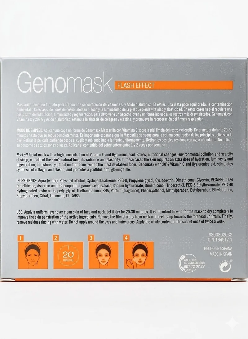 Genove  Genové Genomask Peel-Off Facial Mask with Vitamin C & Hyaluronic Acid | Purifying, Anti-Aging & Brightening Face Mask for Radiant Skin  | Best Price UAE