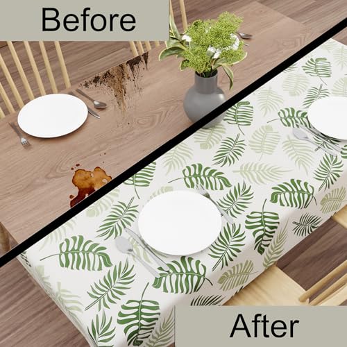 Wings Star Dining Table Cover for 6 Seater, 54 x 78 inch Size, Waterproof and Dustproof Table Sheet,Dining Table 6 Seater Waterproof Cover (Green Leaf, 54 x 78 inch (Rectangular)) - Image 3