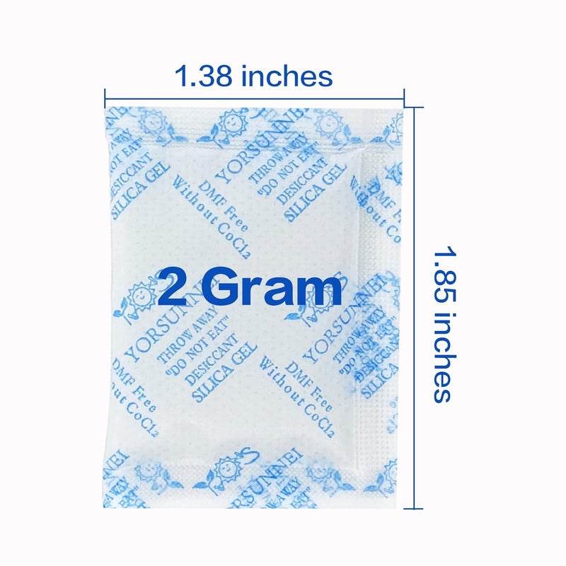 YORSUNNEI Food Grade Silica Gel Packets 2 Grams Desiccant Packs for Moisture Control Desiccant Bags Humidity Packs for Food Storage and Moisture Absorbers 200 Packs - Image 2