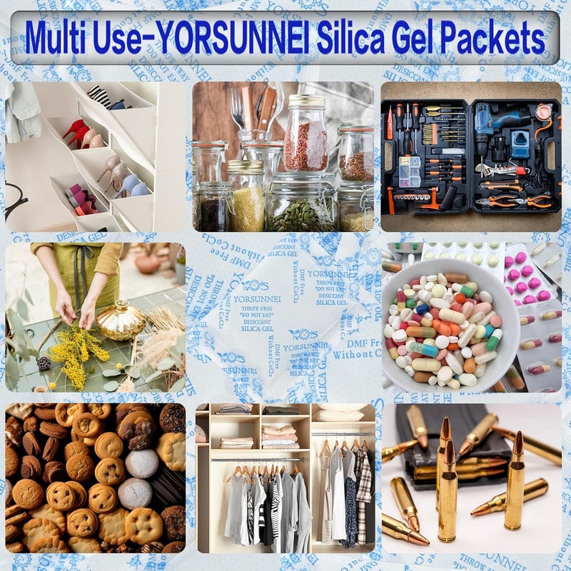 YORSUNNEI Food Grade Silica Gel Packets 2 Grams Desiccant Packs for Moisture Control Desiccant Bags Humidity Packs for Food Storage and Moisture Absorbers 200 Packs - Image 5