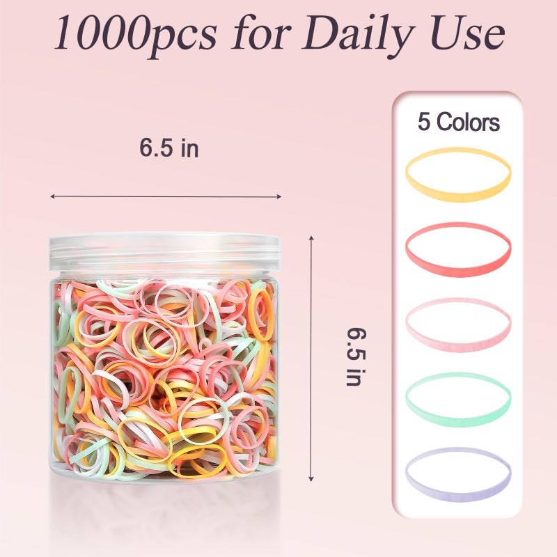 JIRIS 1000pcs Mini Hair Rubber Bands, Soft & Durable Plastic Elastic Hair Ties for Little Girls, Stretch Ponytail Ties for Kids Hairstyles and Braids - Image 4