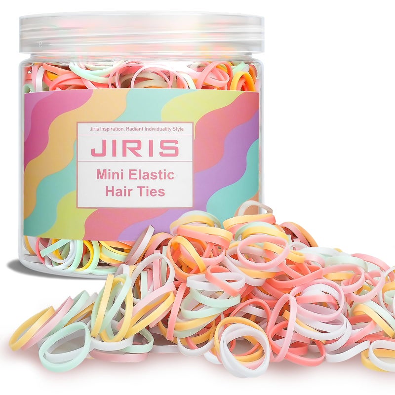 JIRIS 1000pcs Mini Hair Rubber Bands, Soft & Durable Plastic Elastic Hair Ties for Little Girls, Stretch Ponytail Ties for Kids Hairstyles and Braids - Image 1