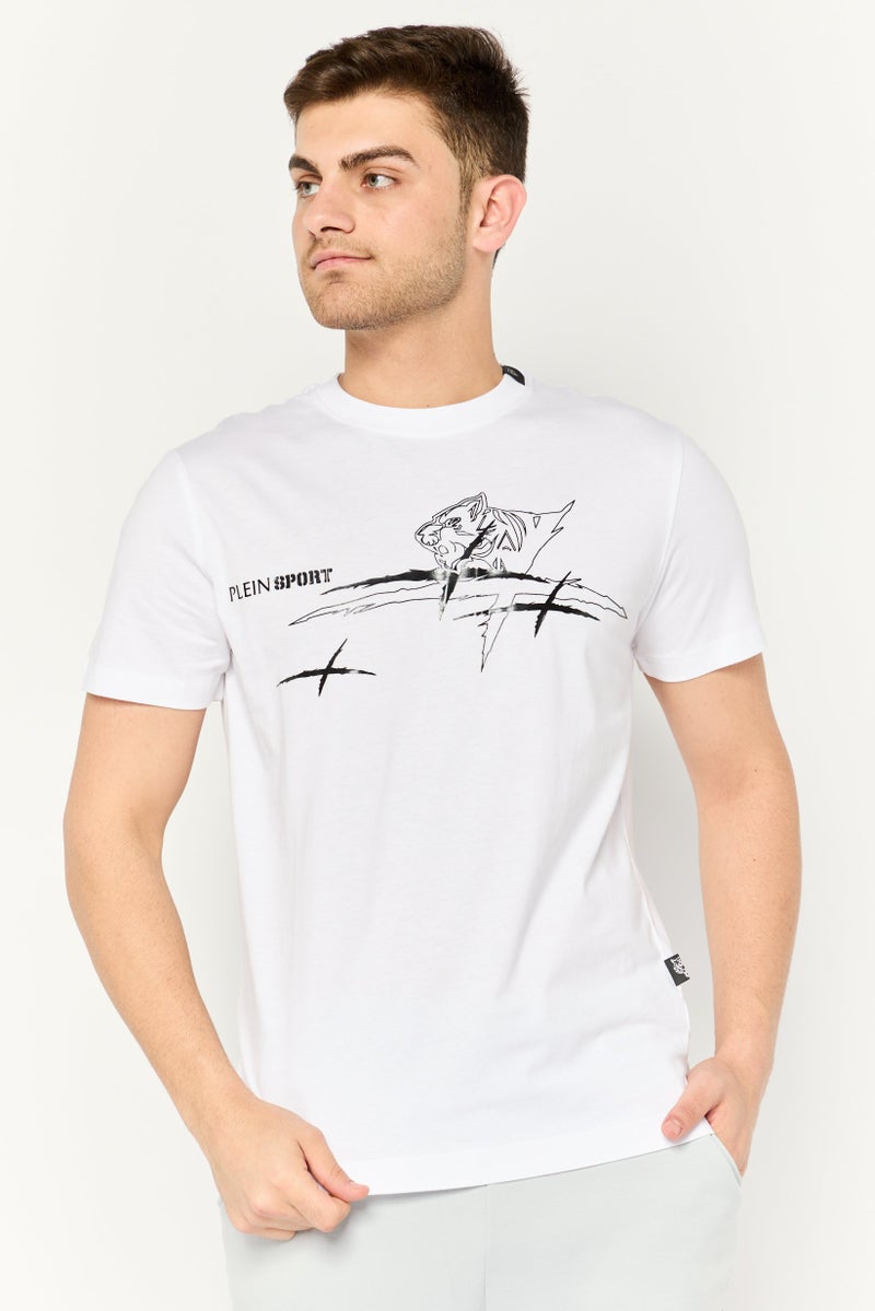 PHILIPP PLEIN Plein Sport Men Sportswear Fit Short Sleeve Outdoor T-Shirt, White - Image 1