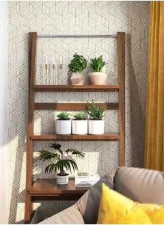 GUDOO Gold and White Geometric Wallpaper Peel and Stick Wallpaper Boho Hexagon Removable Self Adhesive Wallpaper Gold Stripes Contact Paper Geometric Vinyl Film Decorative Shelf Drawer Waterproof 45cm x 10m  - Image 4