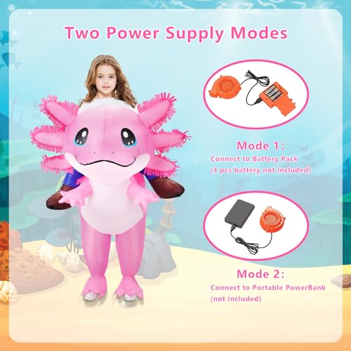 Stegosaurus Inflatable Axolotl Costume for Kids Halloween Costumes Kid Blow Up Costume Ride on Axolotl Costumes for Girls Boys Cosplay Party - Image 5