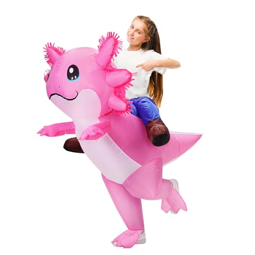 Stegosaurus Inflatable Axolotl Costume for Kids Halloween Costumes Kid Blow Up Costume Ride on Axolotl Costumes for Girls Boys Cosplay Party - Image 1