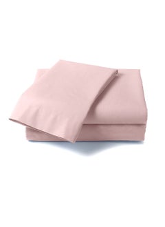 LuxHome Luxury Satin Line Bedsheet and Pillowcase Set – Hotel-Quality Breathable Cotton Bedding, Satin Finish, Soft and Luxurious – Flat Bedsheet 275x275cm with 2 Pillowcases 46x69cm, Light Pink  - Image 1