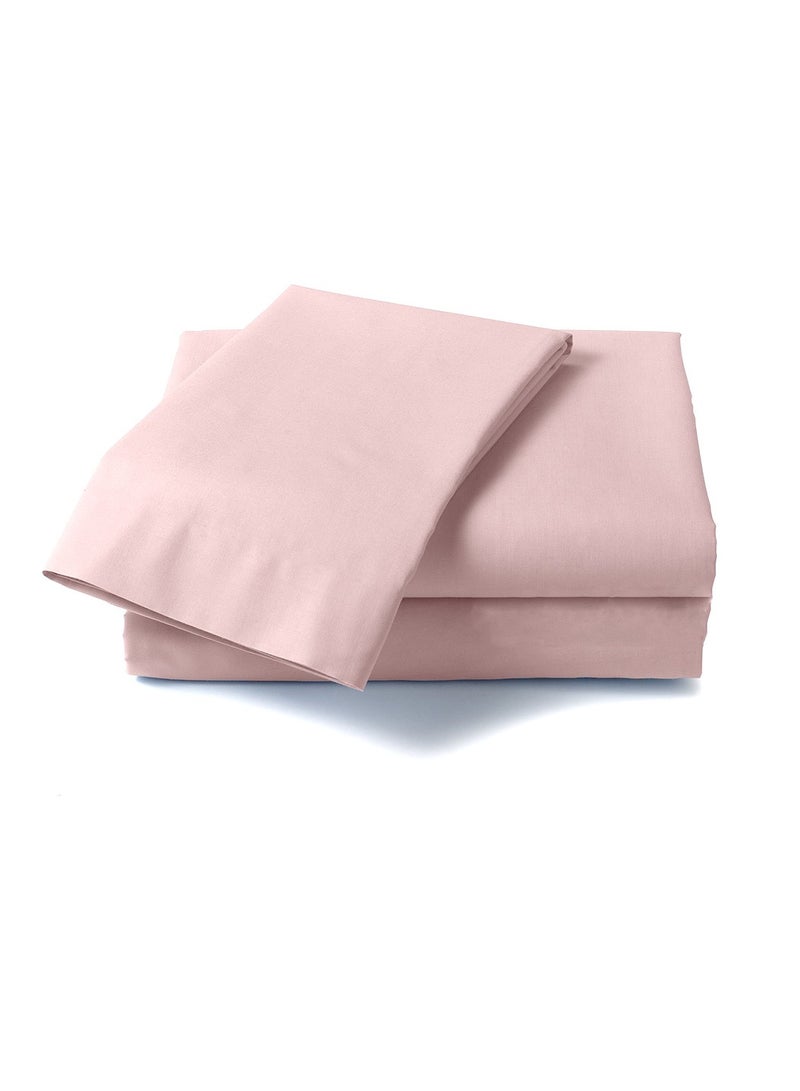LuxHome Luxury Satin Line Bedsheet and Pillowcase Set – Hotel-Quality Breathable Cotton Bedding, Satin Finish, Soft and Luxurious – Flat Bedsheet 275x275cm with 2 Pillowcases 46x69cm, Light Pink - Image 1