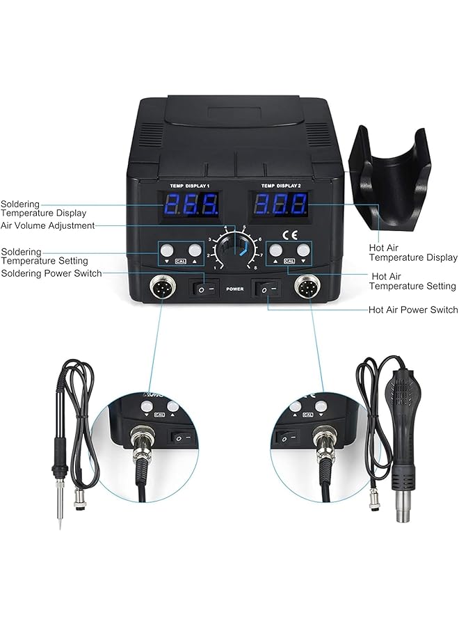 erorex Soldering Iron Kit Soldering Kit Soldering Station 2 In 1 Digital Smd Rework Soldering Station Hot Air Soldering Iron Stand Desolder Welding Tools Set 220V - Image 5