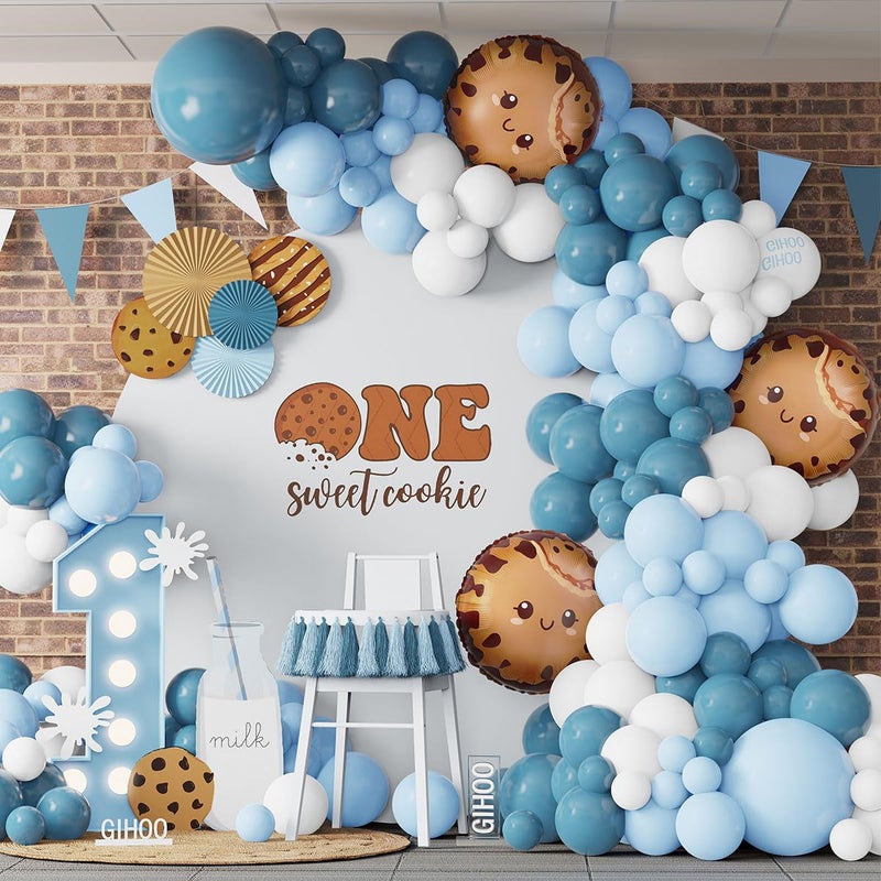 GIHOO One Sweet Cookie Birthday Decorations 135PCS Cookie Balloon Arch Garland Kit with Chocolate Chip Cookie Foil Balloons for ONE Sweet Milk and Cookies sweet one Birthday Party Supplies - Image 2